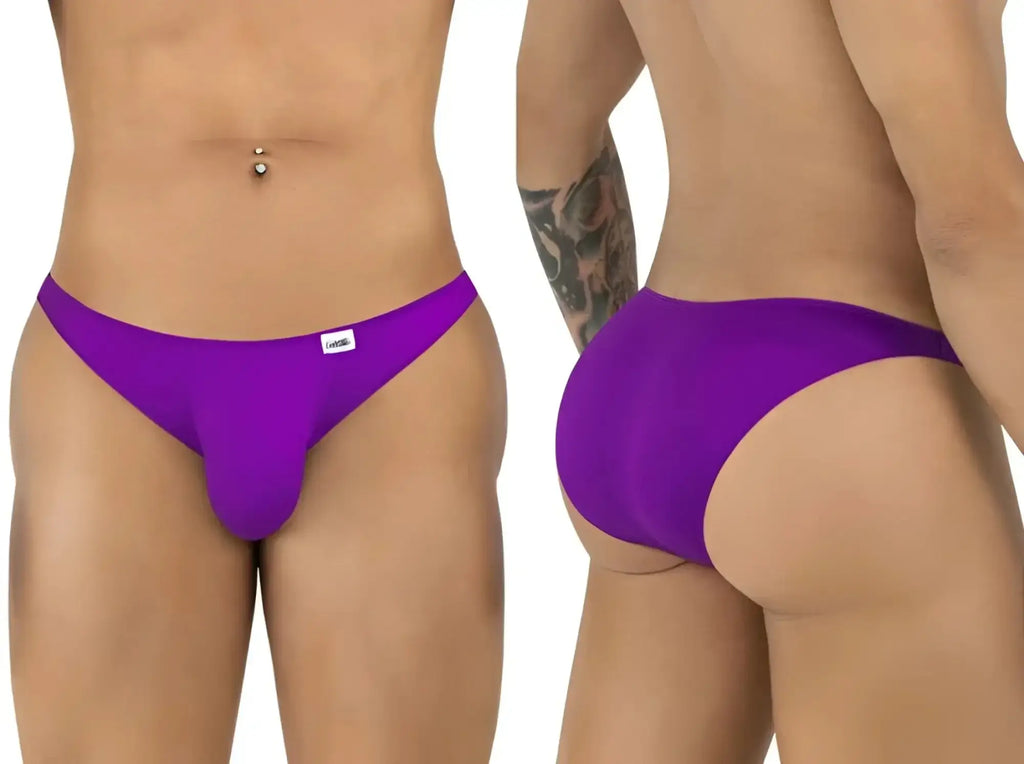 CandyMan 99928 bikini in orchid, shown in front and back studio views.