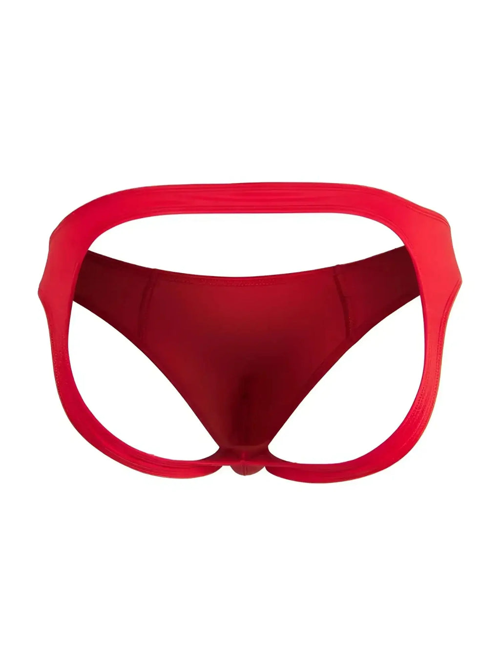 Front view of the red CandyMan 99929 backless jockstrap underwear on a white background.
