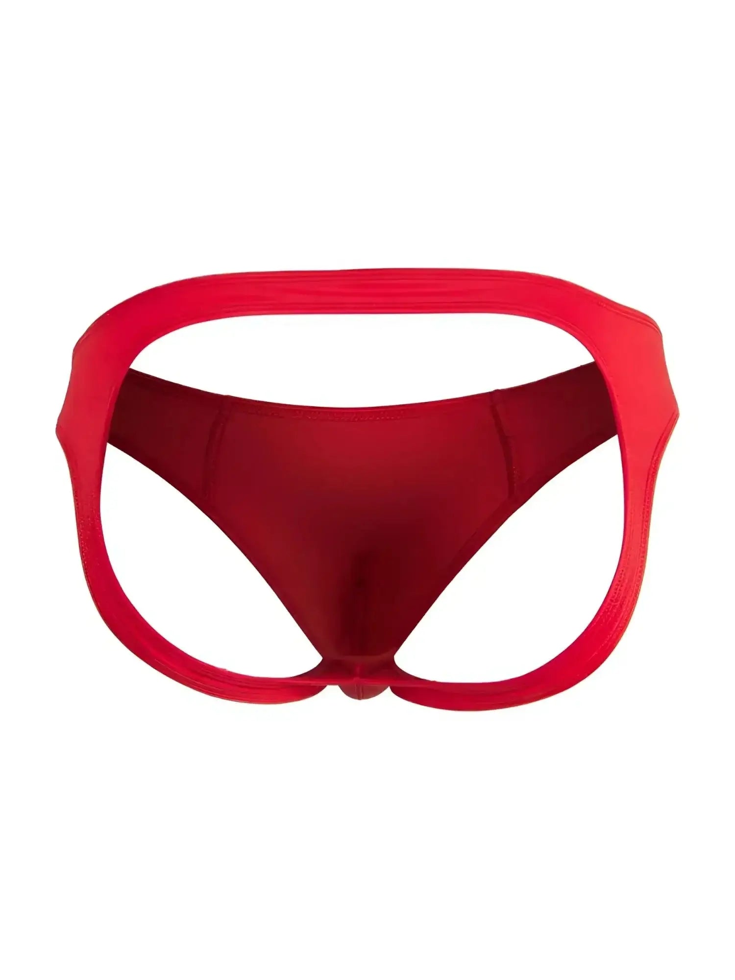 Front view of the red CandyMan 99929 backless jockstrap underwear on a white background.