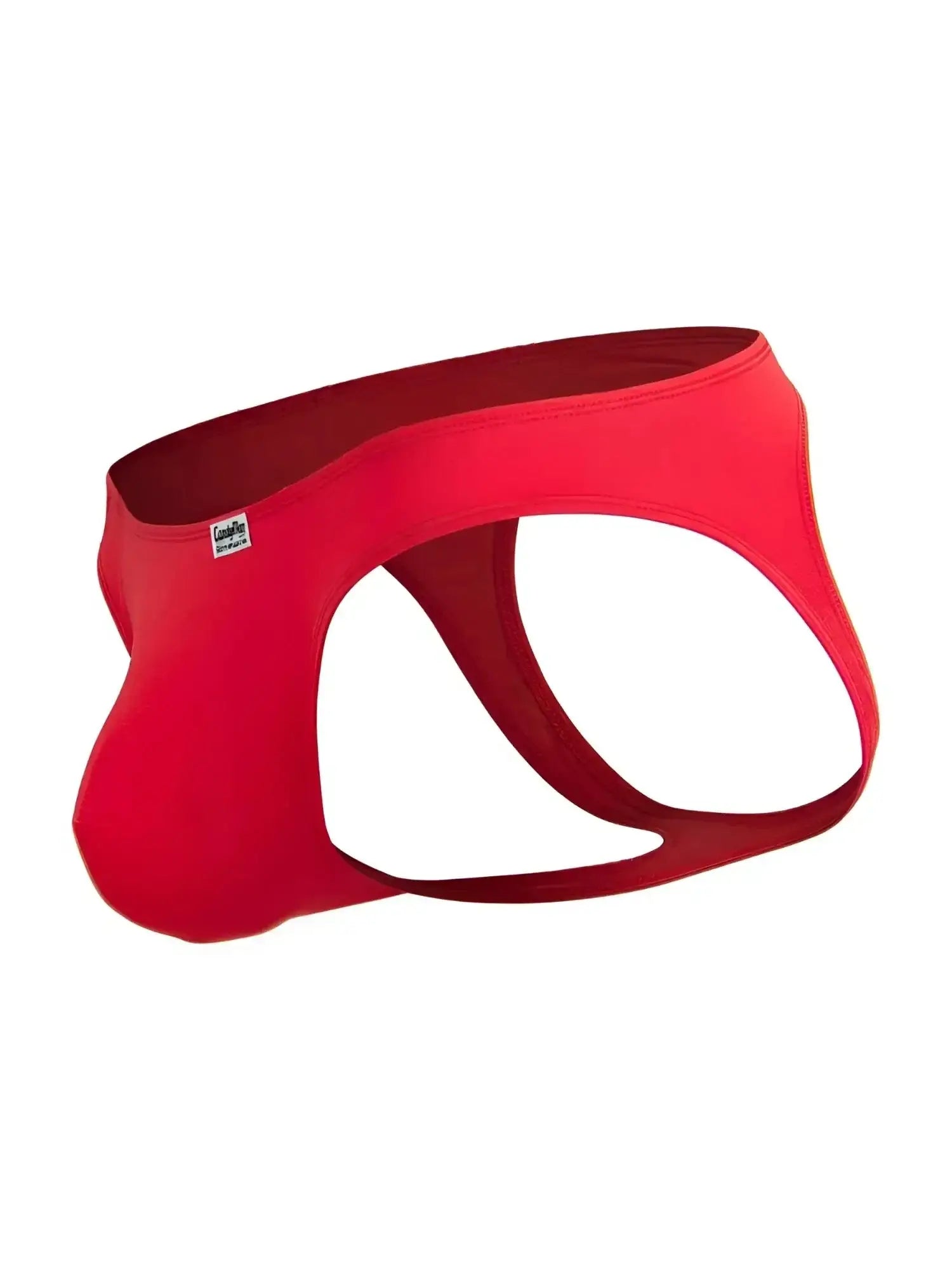 CandyMan 99929 jockstrap in red, shown from a side angle.