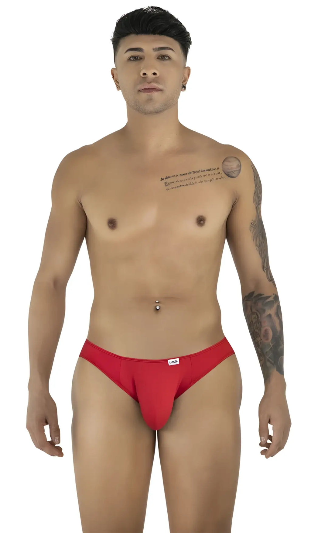 Front view of the CandyMan 99929 red jockstrap worn by a male model.