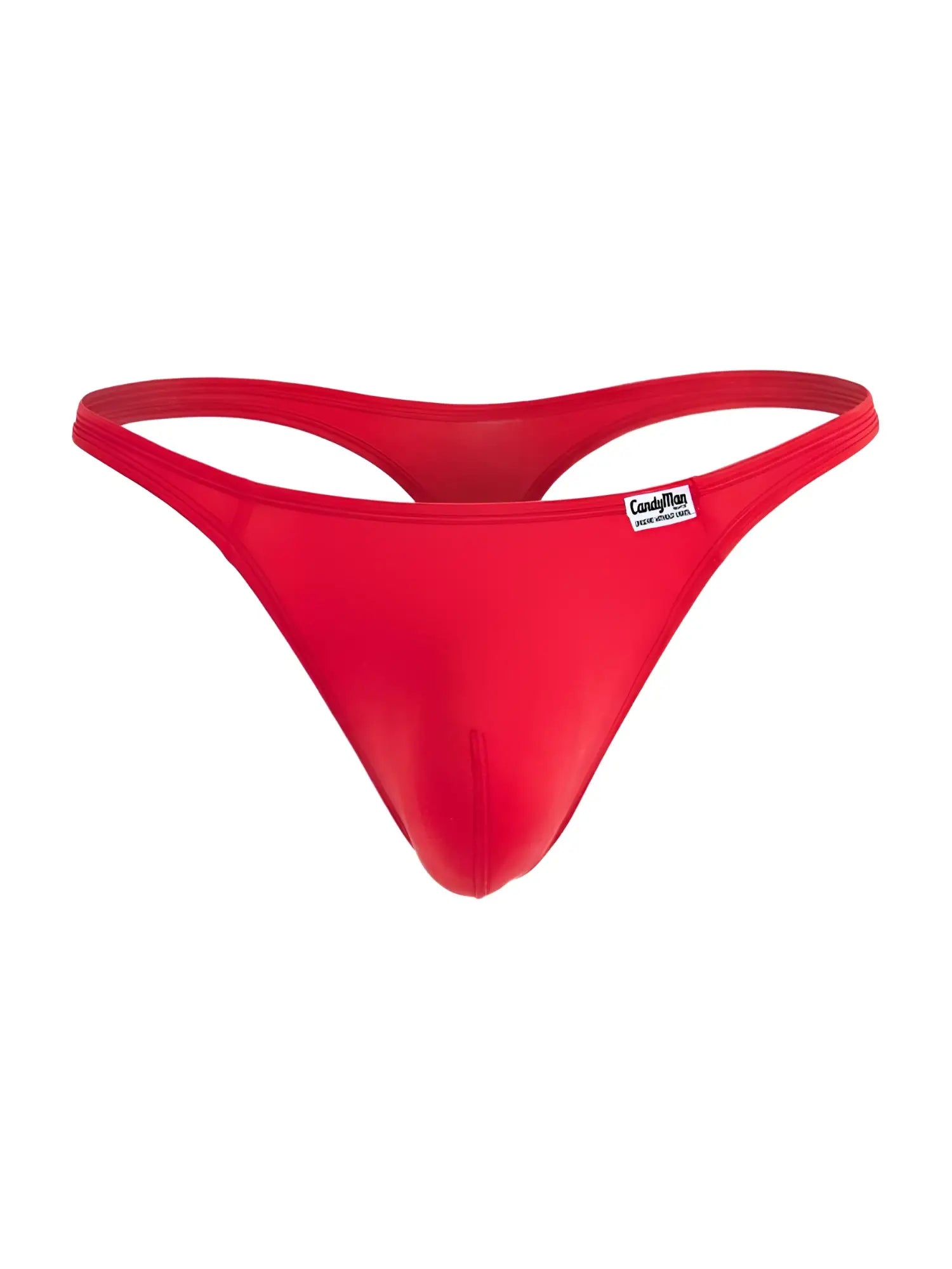 Front view of the red CandyMan 99930 thong underwear on a white background.