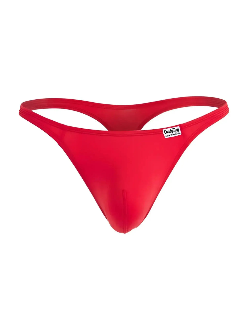 Front view of the red CandyMan 99930 thong underwear on a white background.