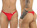 CandyMan 99930 thong in red, shown in front and side views on a male model.