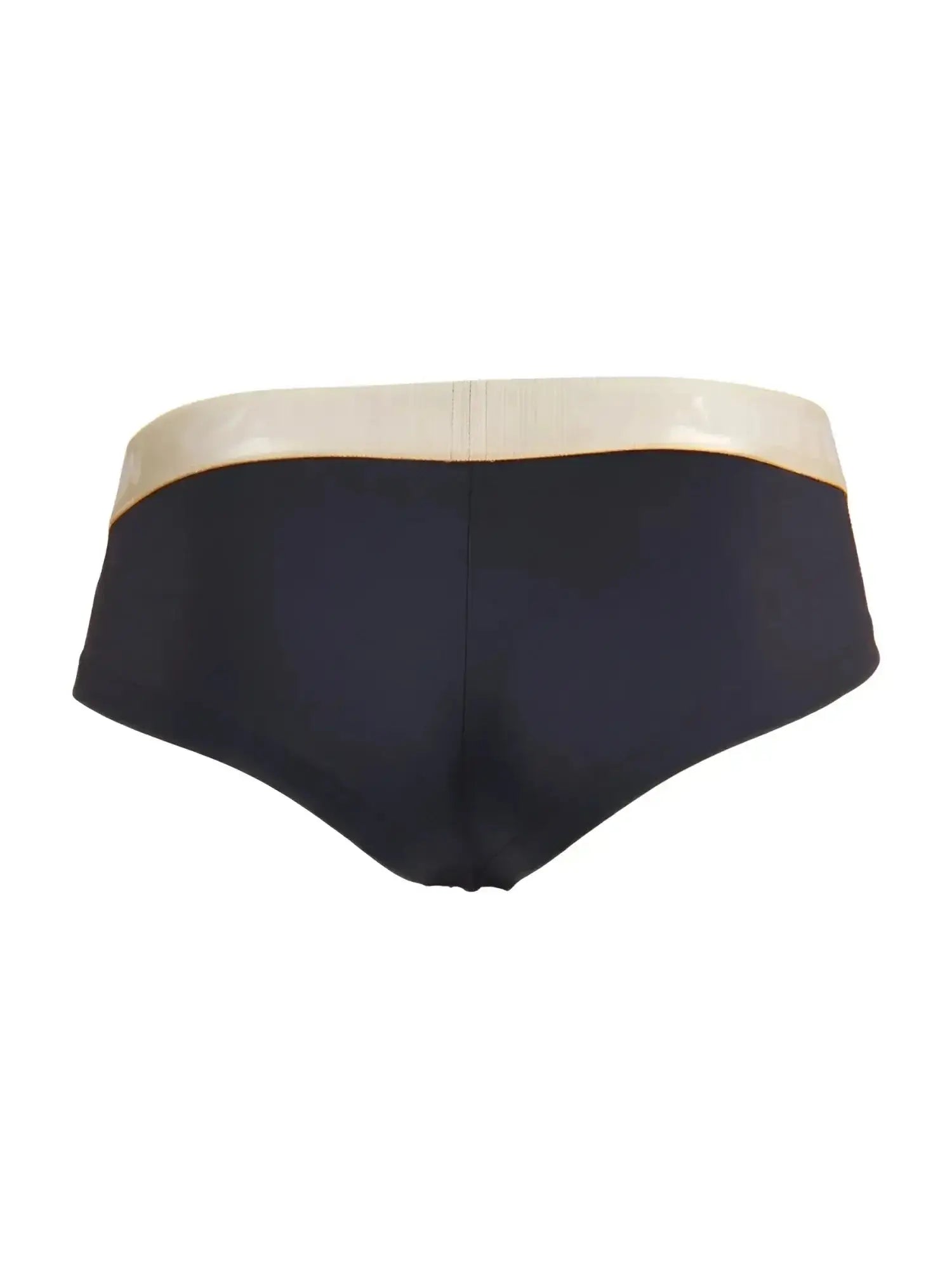 CandyMan 99932 black-gold briefs, back view of the underwear on a white background.