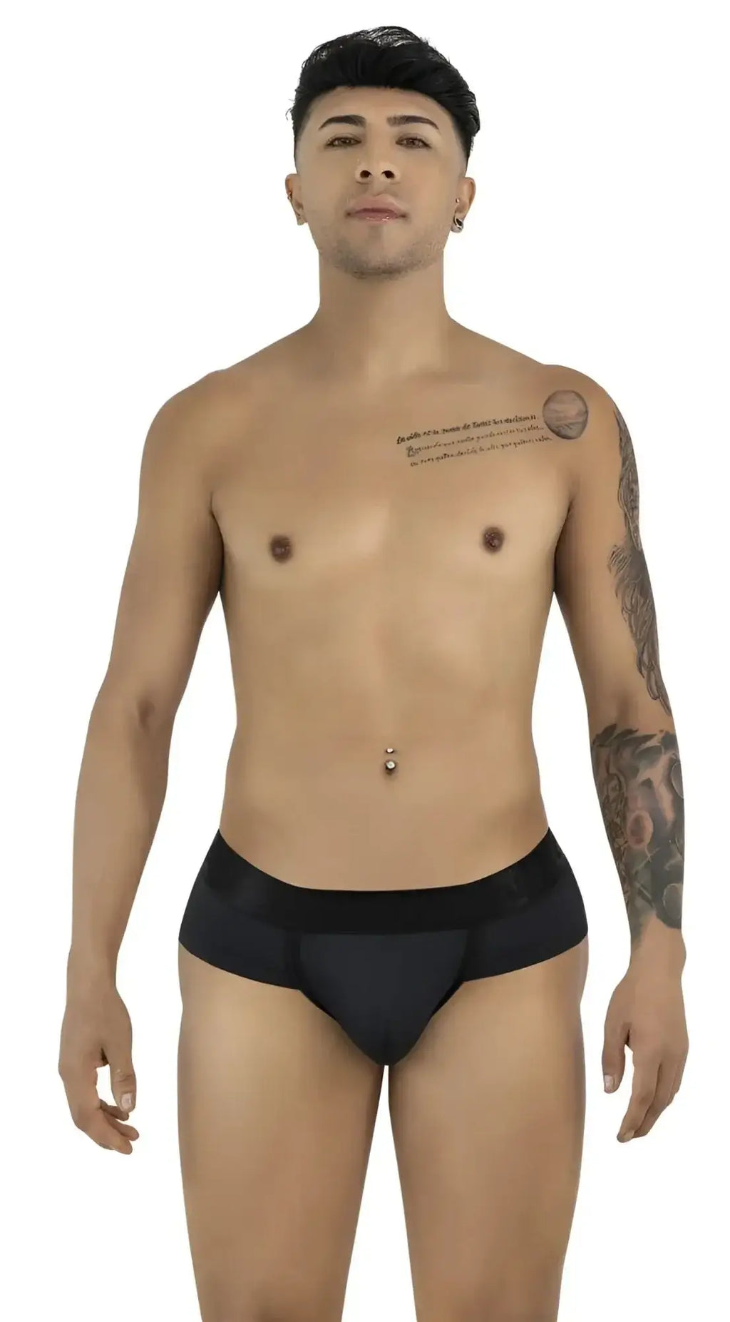Front view of CandyMan 99932 black briefs worn by a male model.