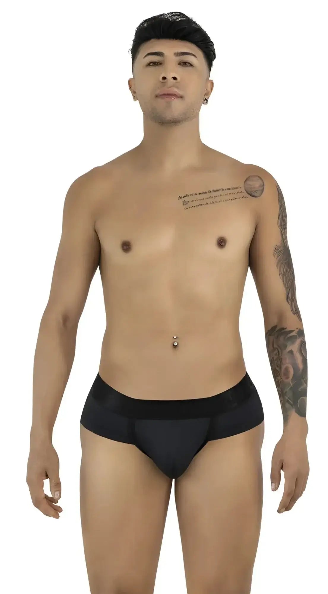 Front view of CandyMan 99932 black briefs worn by a male model.