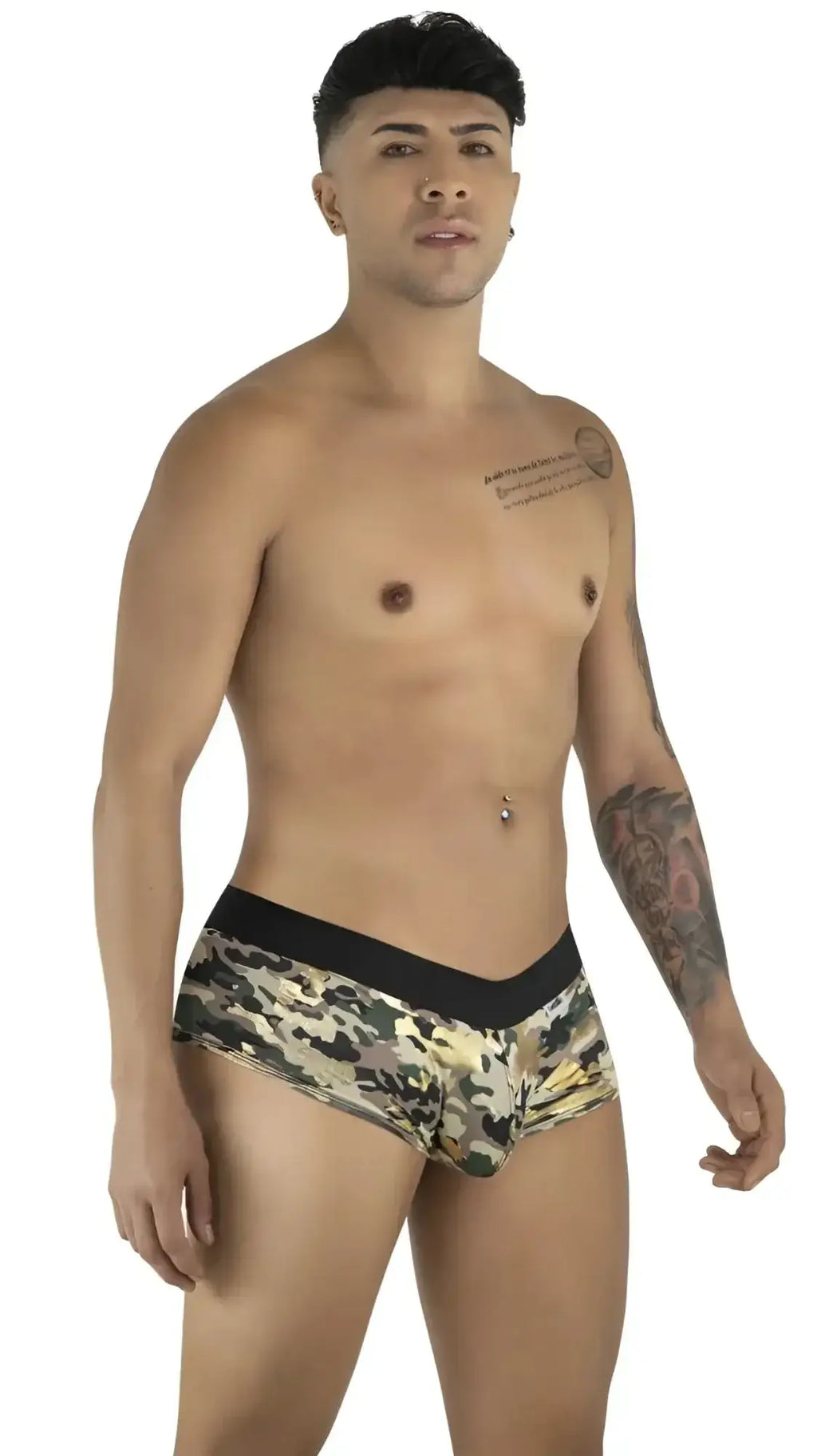 CandyMan 99937 camouflage trunks, studio shot showing front view on a male model.