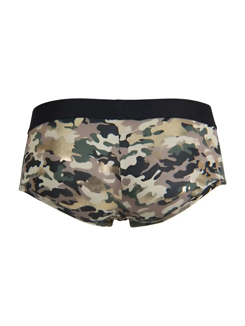 CandyMan 99937 trunks in camo print, back view showing black waistband.