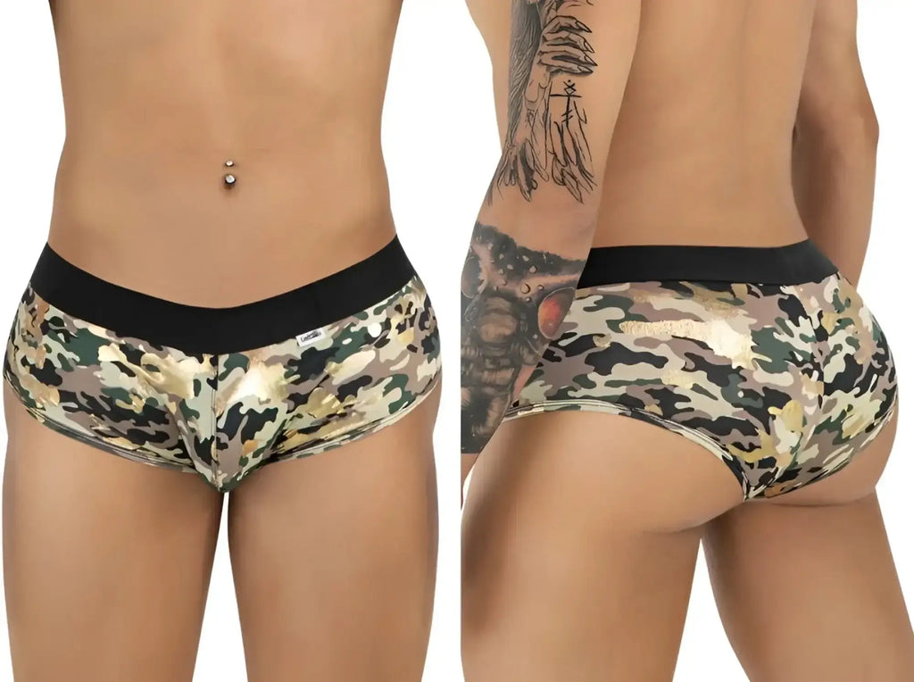 CandyMan 99937 camo trunks, front and back view.