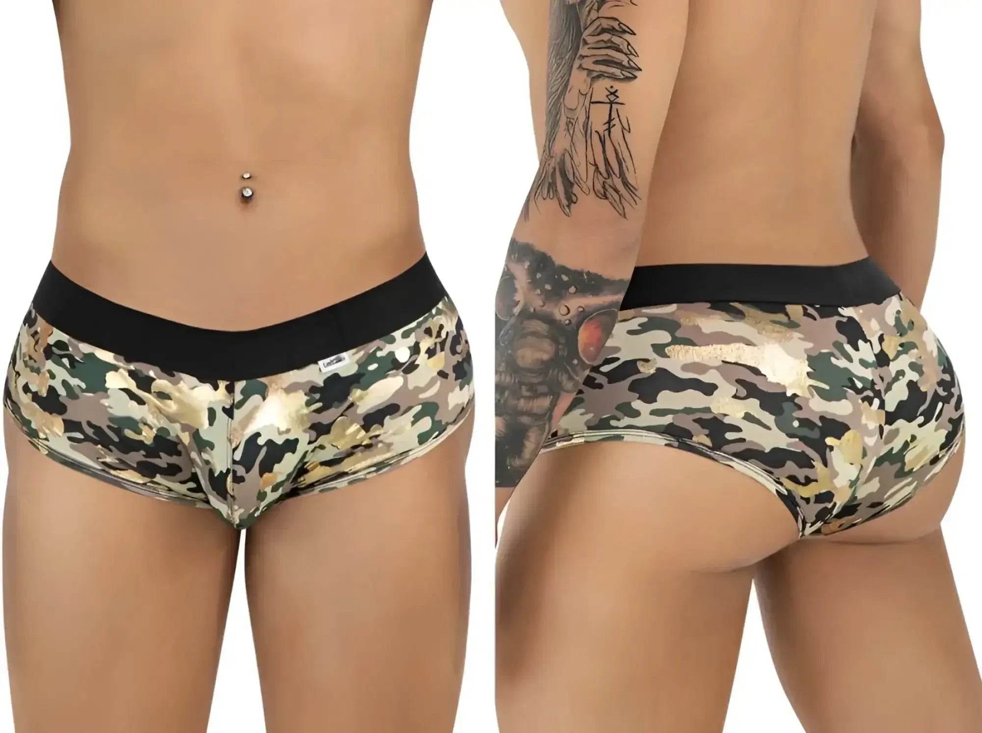 CandyMan 99937 camo trunks, front and back view.