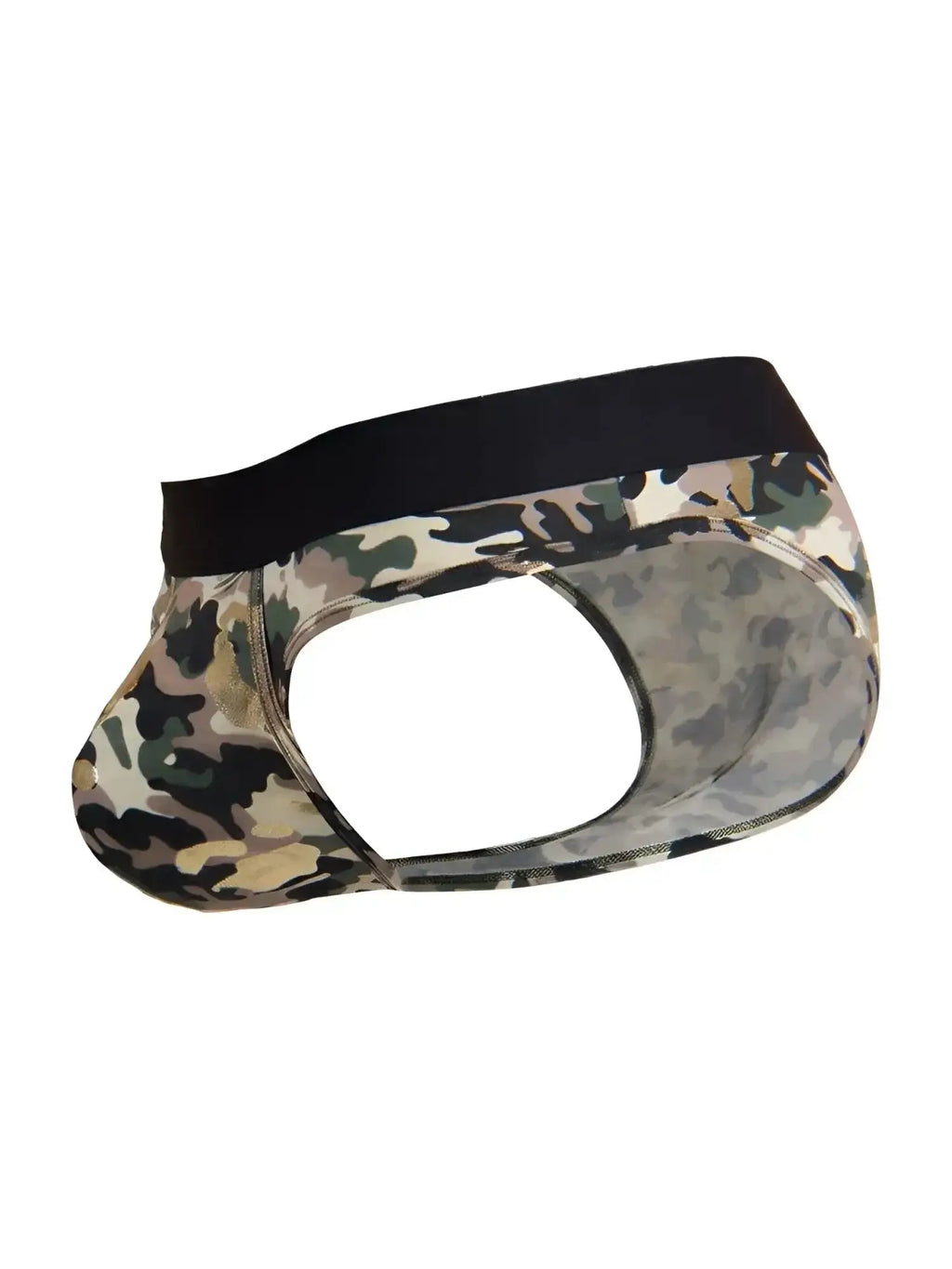 CandyMan 99938 camo briefs, studio shot of open-back design.