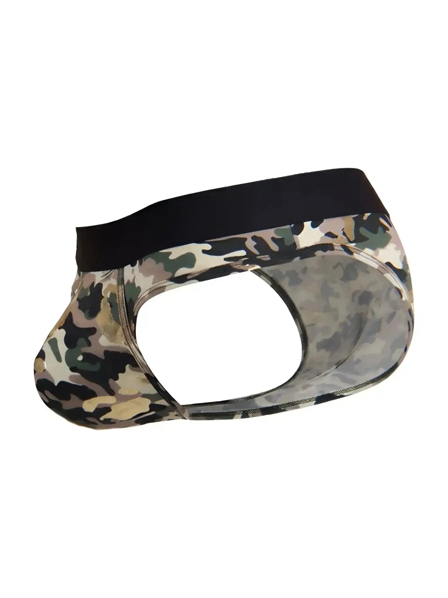 CandyMan 99938 camo briefs, studio shot of open-back design.