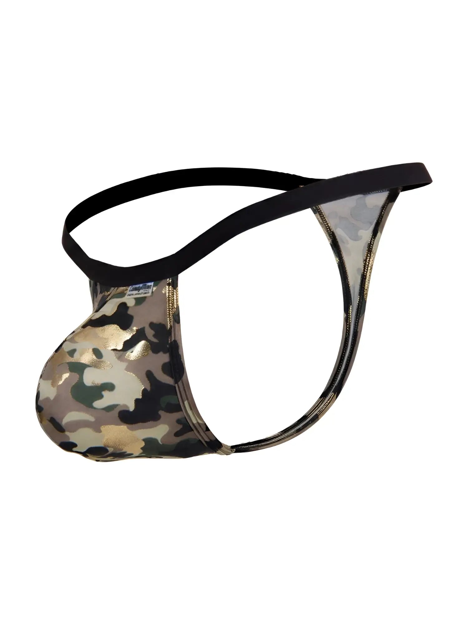 CandyMan 99939 camo thong in a side-view studio shot.