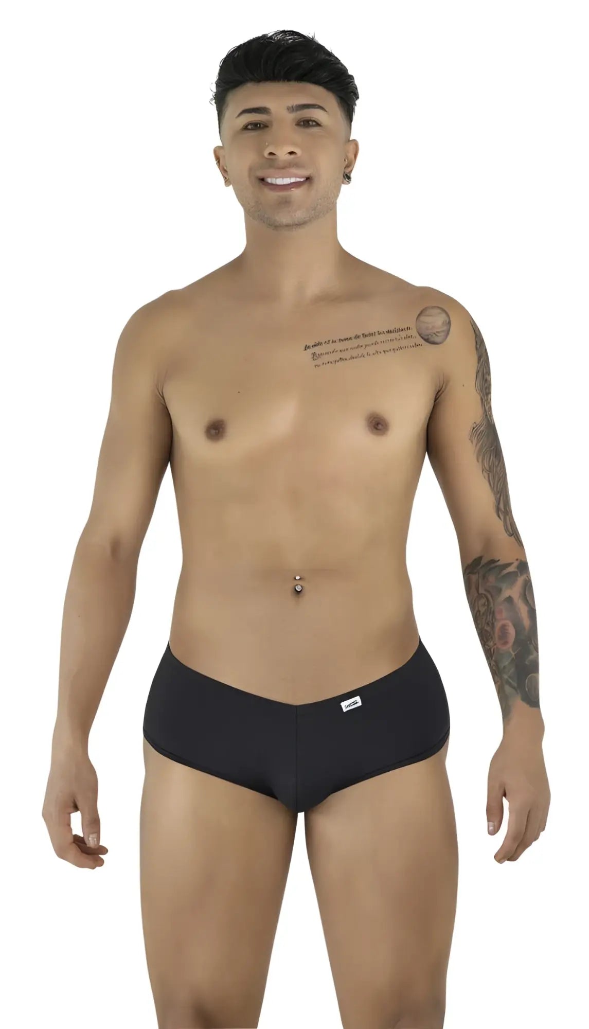 CandyMan black trunks featuring a low-rise fit and a small branded logo tab on the hip.