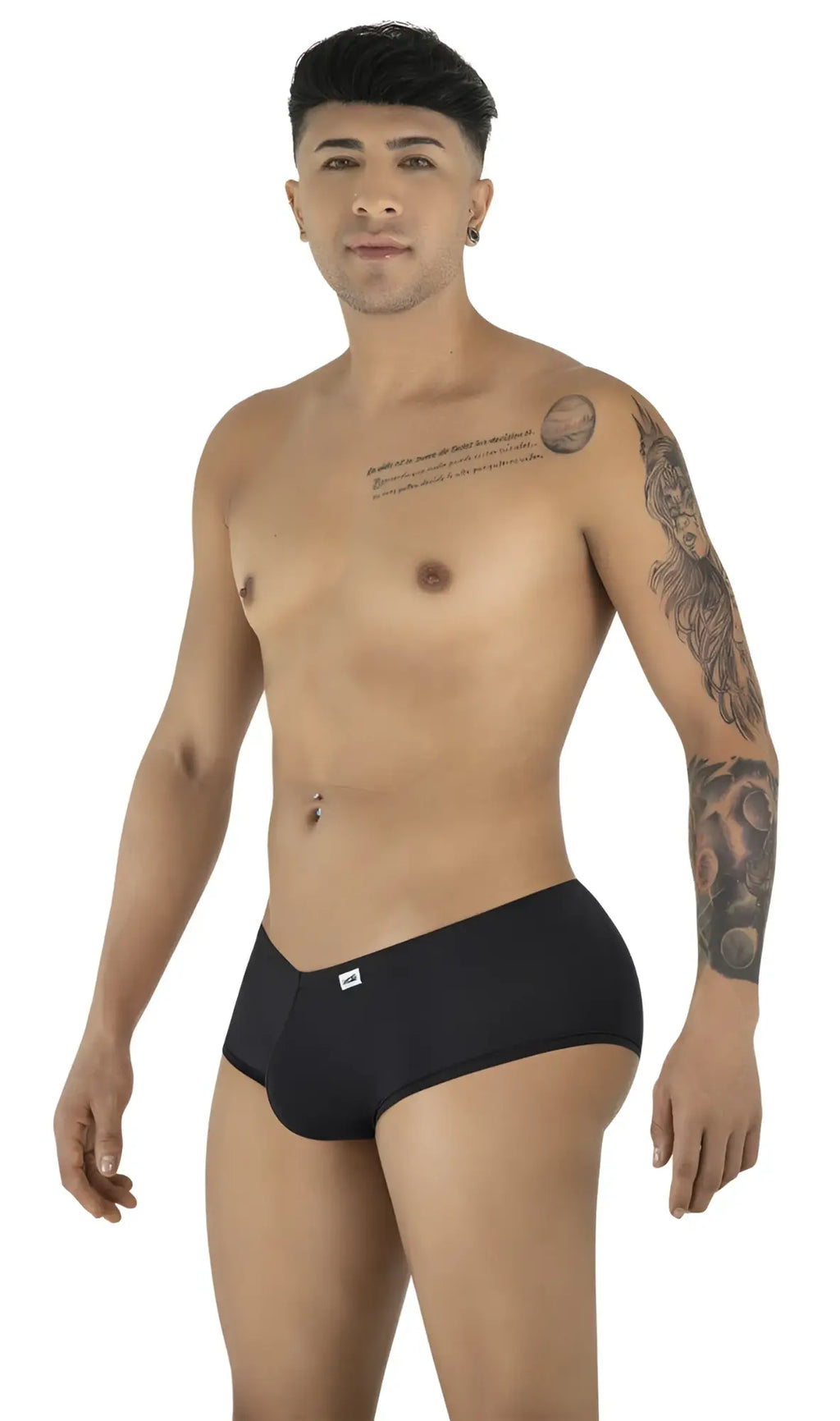 CandyMan 99943 black trunks featuring a low-rise fit, contoured pouch, and a small branded tab at the waistband.
