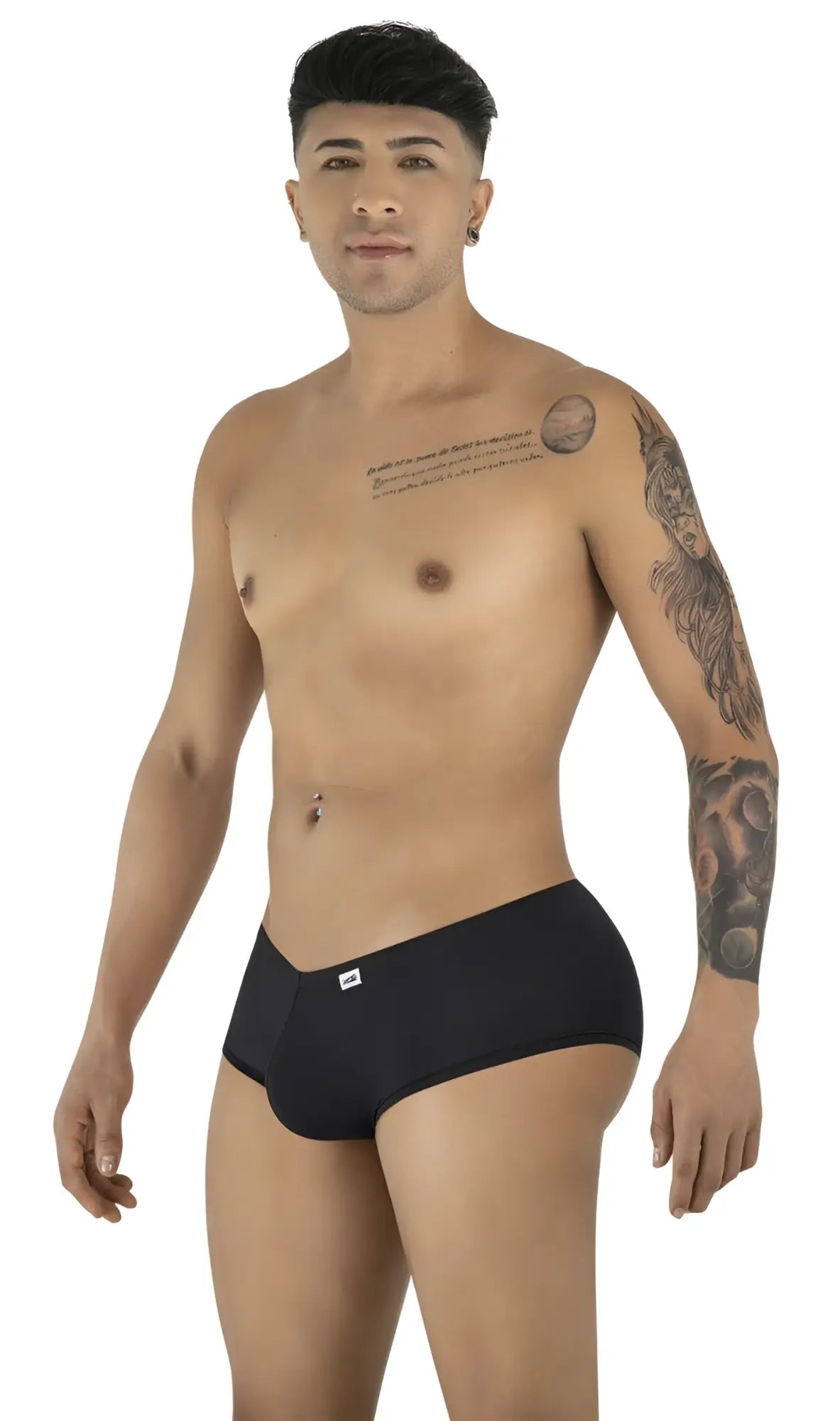 CandyMan 99943 black trunks featuring a low-rise fit, contoured pouch, and a small branded tab at the waistband.