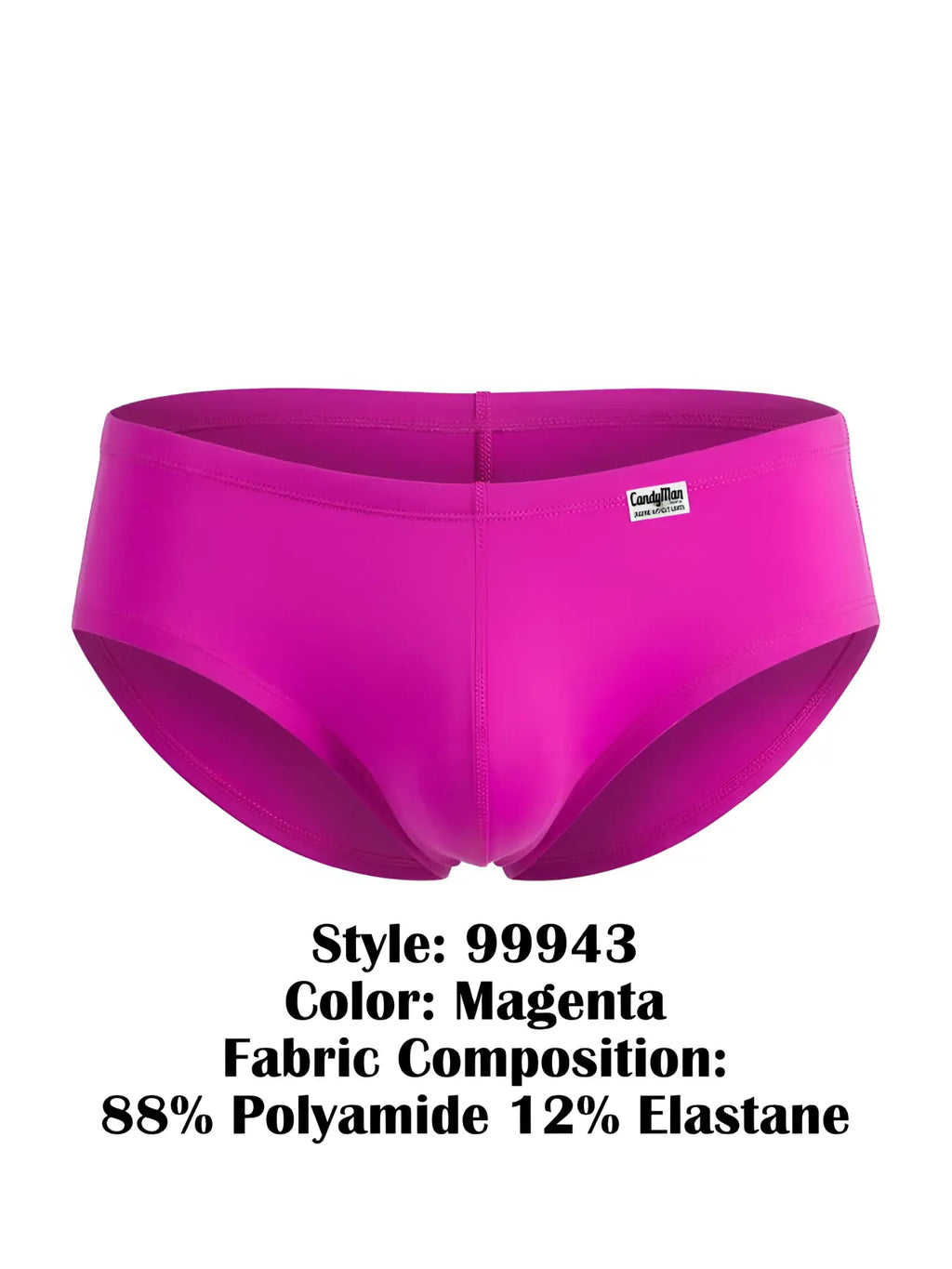 CandyMan 99943 trunks in magenta featuring a solid, form-fitting design with a small brand tag on the front waistband.