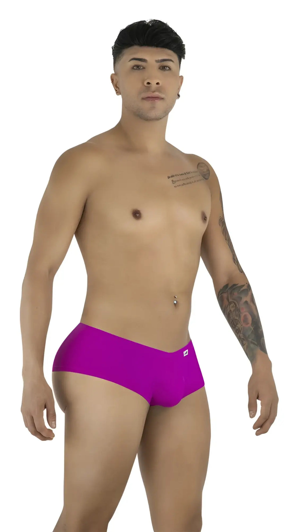 CandyMan magenta low-rise trunks with a minimalist seamless design and small logo tab on the hip.