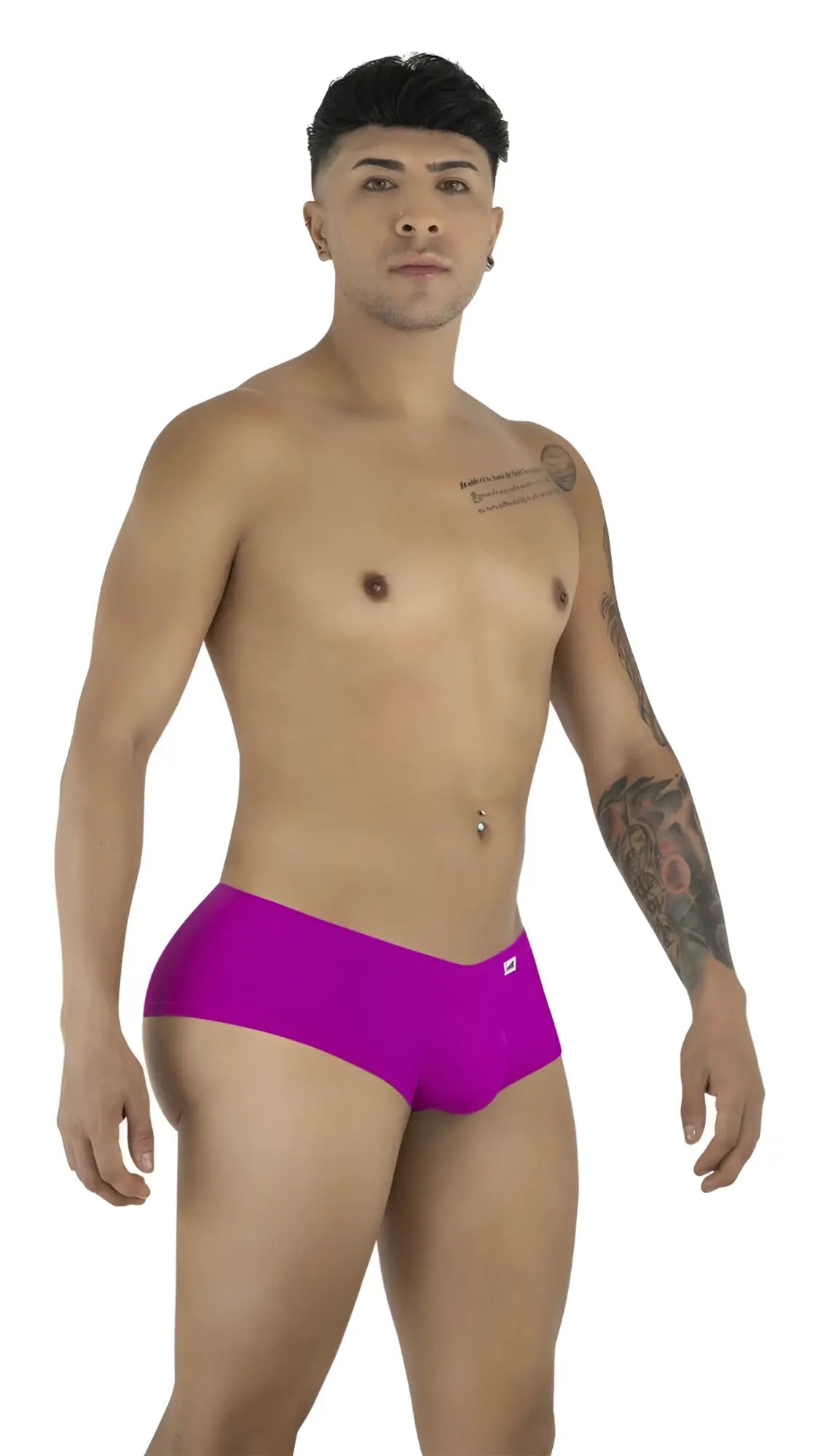 CandyMan magenta low-rise trunks with a minimalist seamless design and small logo tab on the hip.
