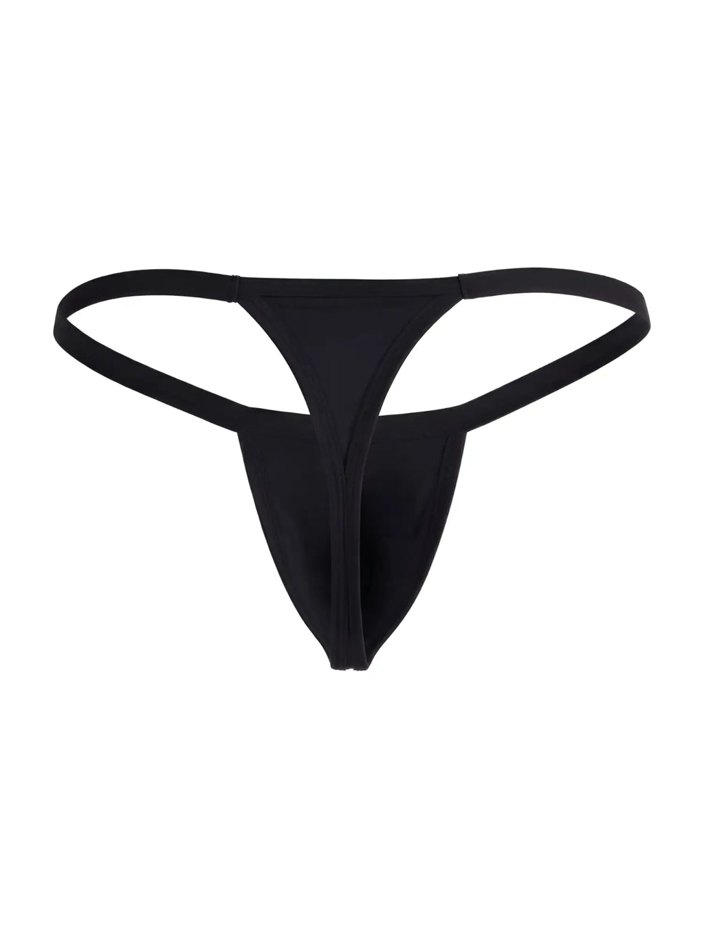 Black CandyMan G-string thong with thin side straps and a minimalist front pouch design.