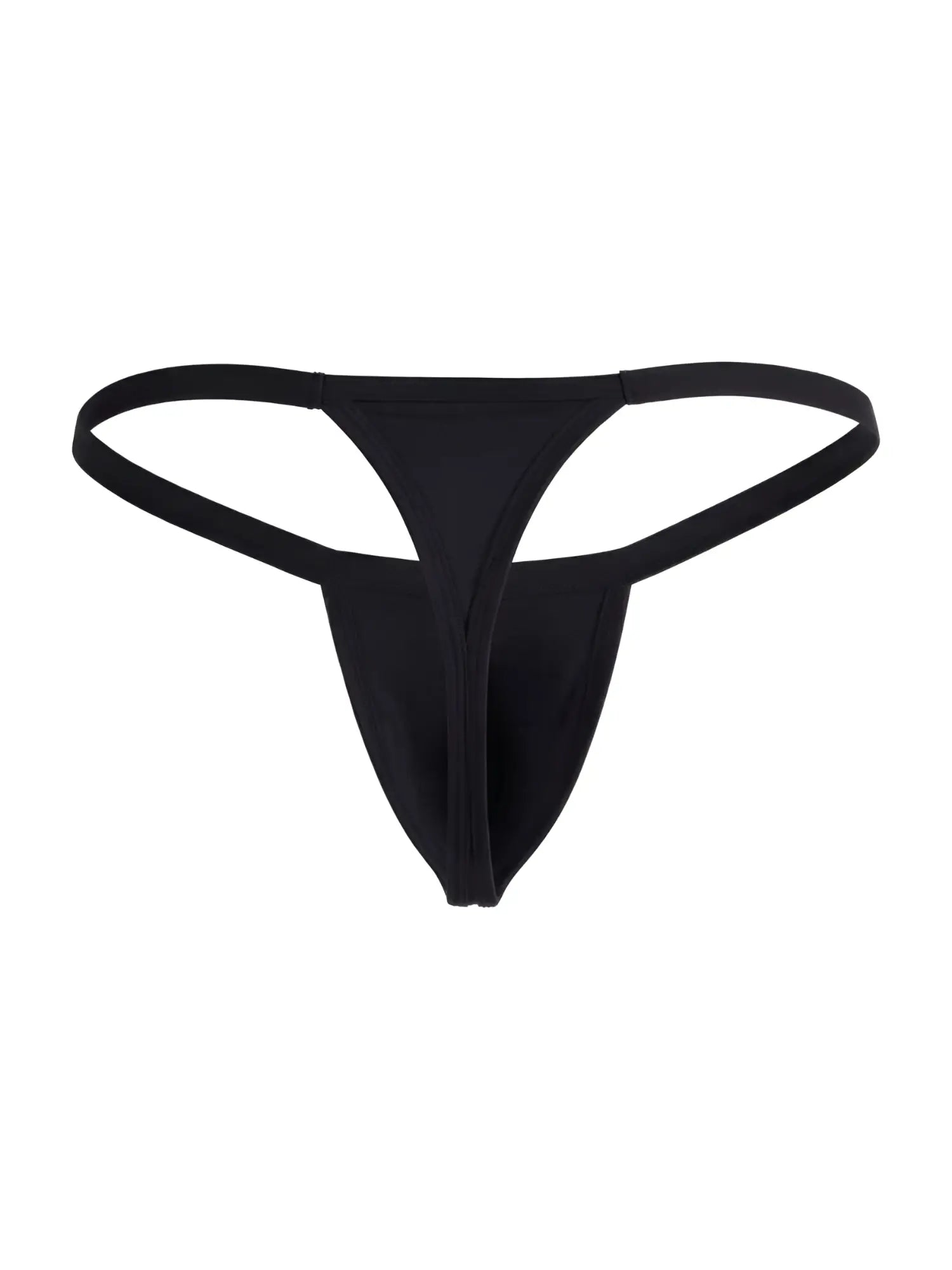 Black CandyMan G-string thong with thin side straps and a minimalist front pouch design.