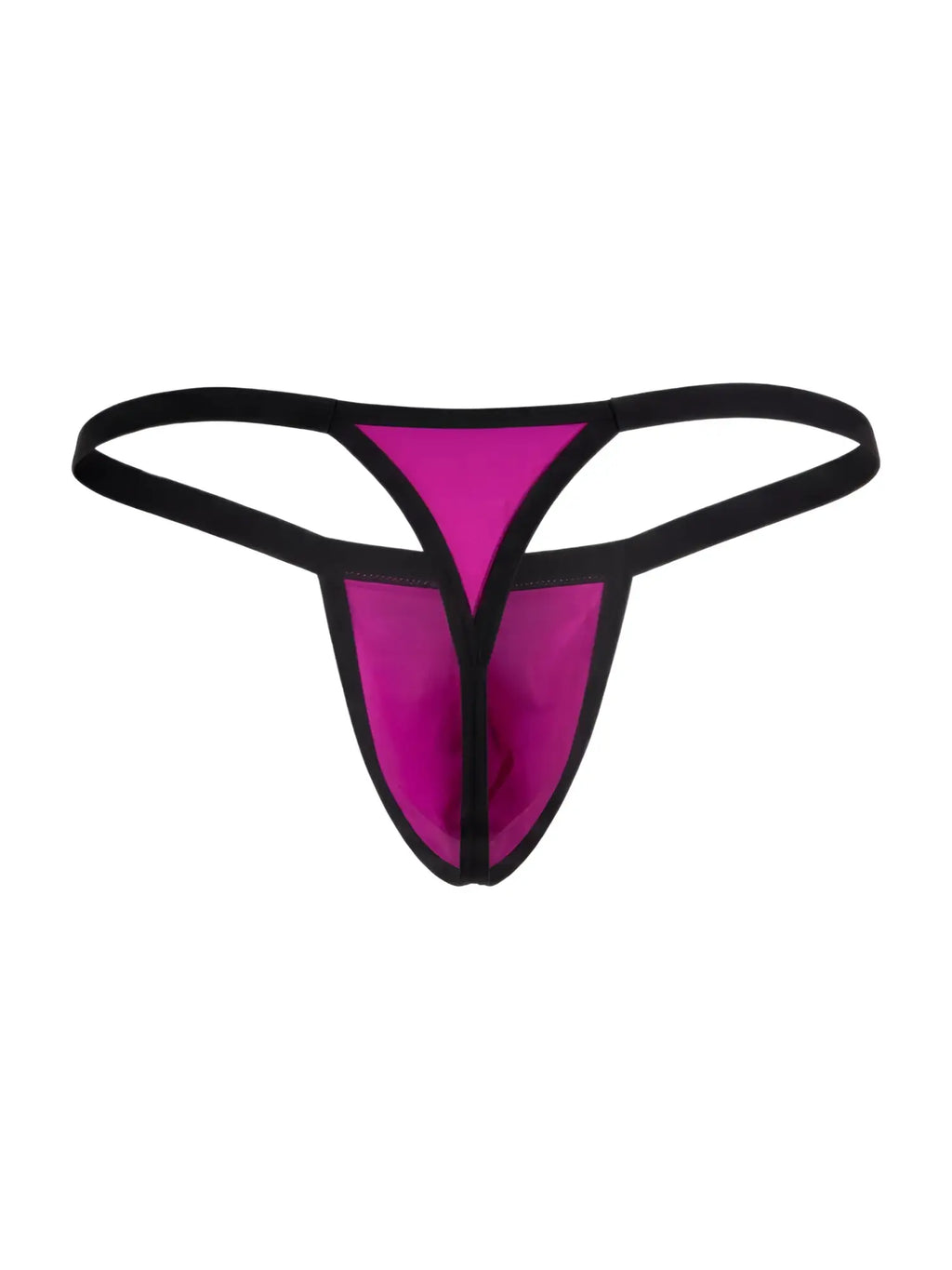 CandyMan magenta G-string thong featuring thin black elastic trim and waistband.