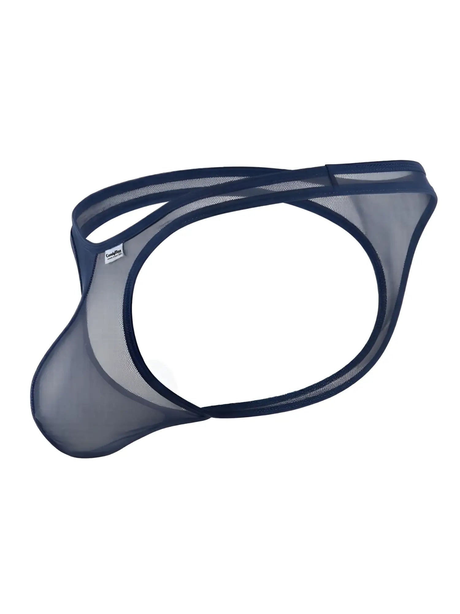 CandyMan navy blue mesh G-string with a contoured pouch and slim, intersecting side straps.