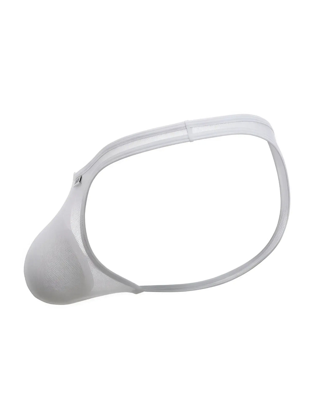 CandyMan white mesh thong featuring a contoured front pouch and a slim, minimalist waistband design.