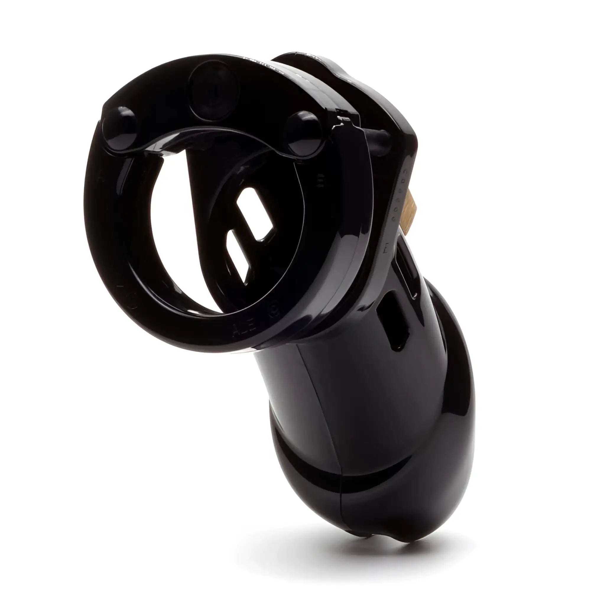 Black glossy plastic cockcage cb-x cb-6000 with circular ring and internal design for secure wear