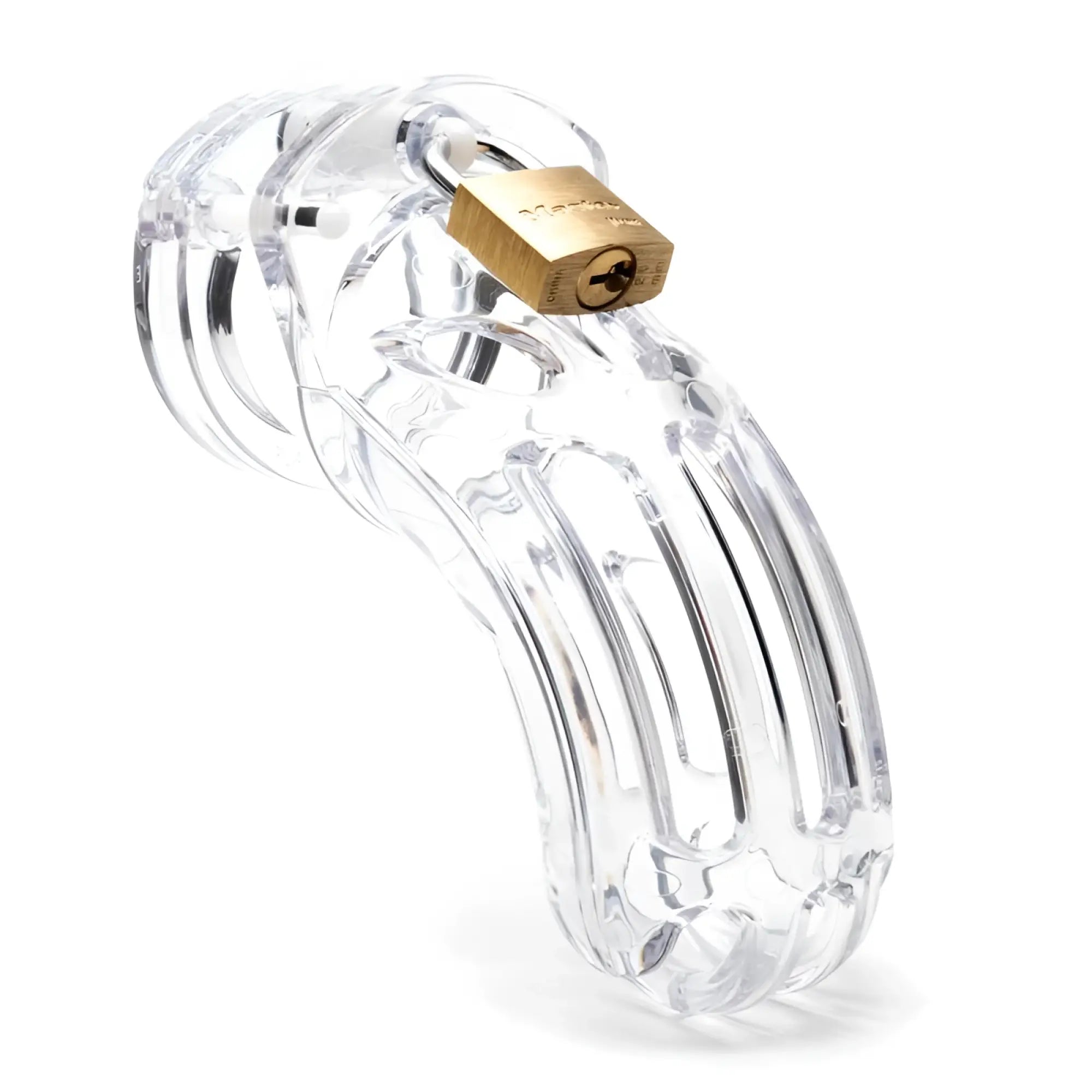 Clear acrylic cb-x cockcage the curve clear chastity cage with a gold-colored padlock for secure wear