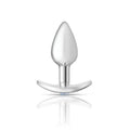 Silver-plated cheeky charms silver anchor anal plug with teardrop head and curved base in clear and pink jewel kit