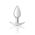 Silver-plated cheeky charms silver anchor anal plug with teardrop head and curved base in clear and pink jewel kit