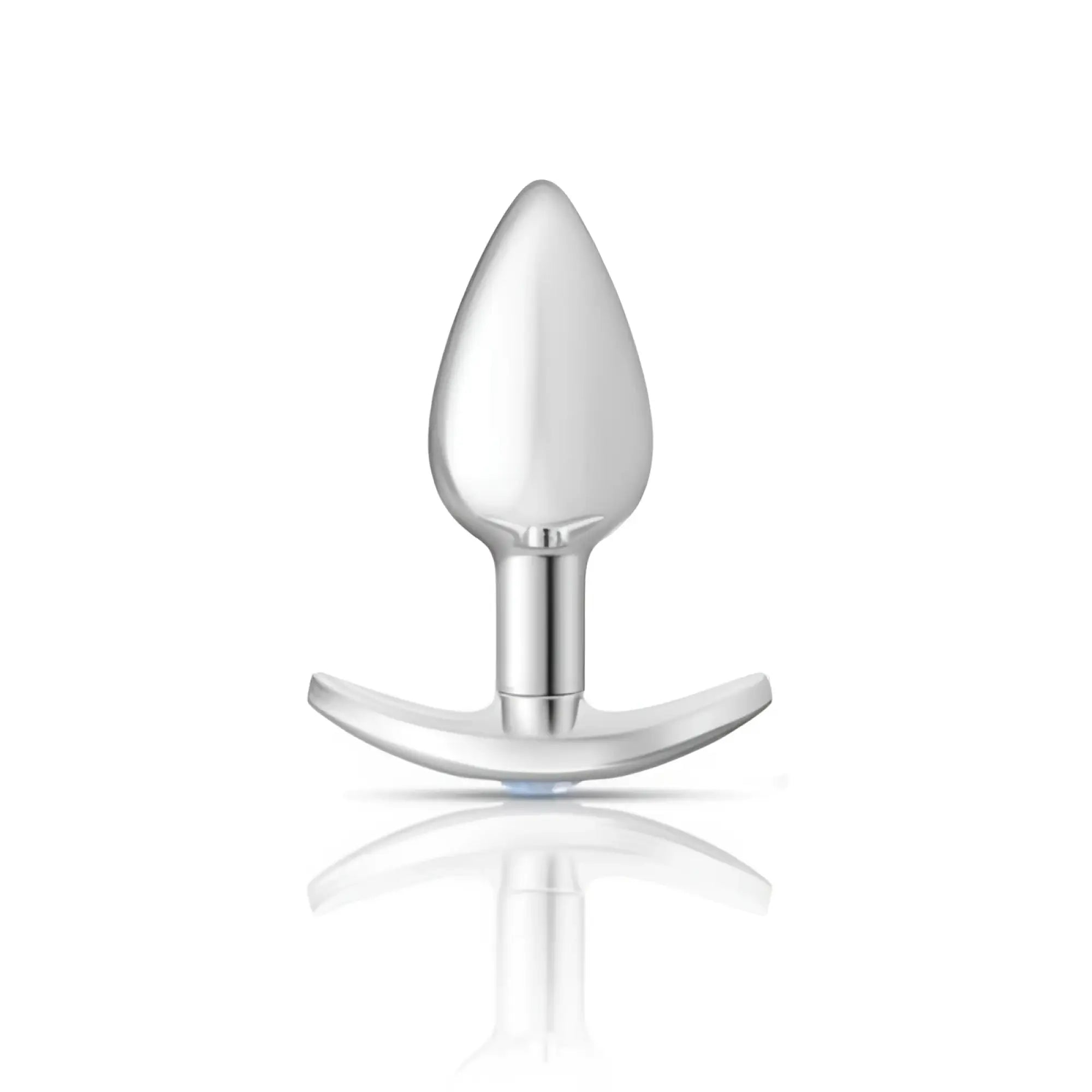 Silver-plated cheeky charms silver anchor anal plug with teardrop head and curved base in clear and pink jewel kit