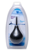 Cleanstream thin tip black silicone enema bulb in clear plastic packaging for gentle personal cleansing