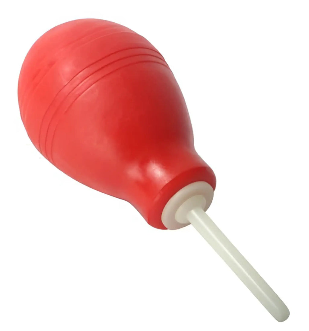 Cleanstream bulb anal clean enema with a red rubber bulb and white plastic stem for gentle cleansing