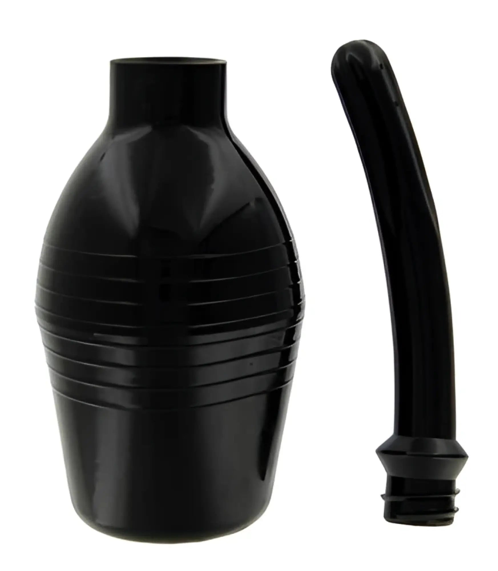 Cleanstream deluxe enema bulb black plastic with ribbed texture and matching flexible tube for personal hygiene