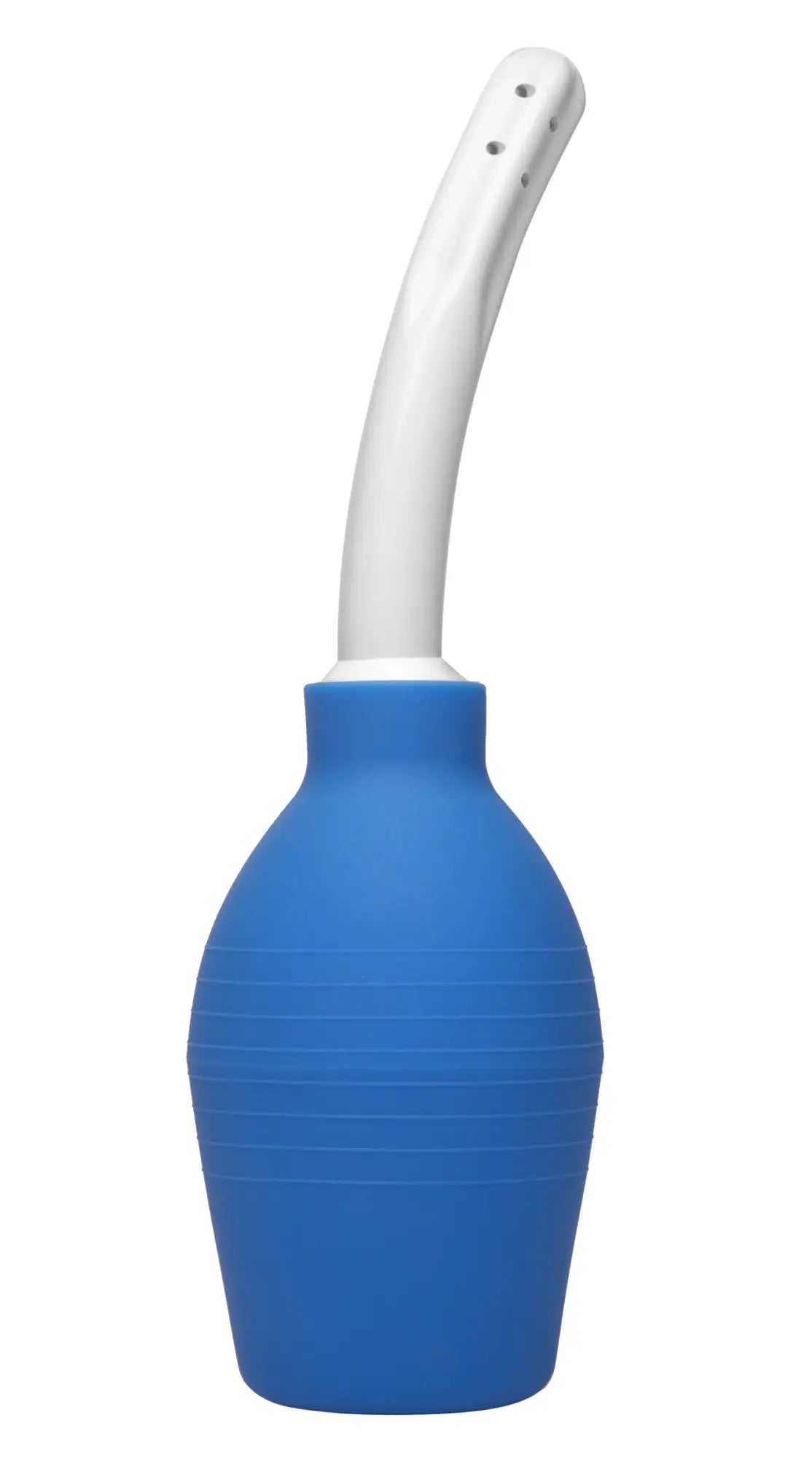 Cleanstream deluxe enema bulb blue made of silicone with a white plastic nozzle for personal hygiene use