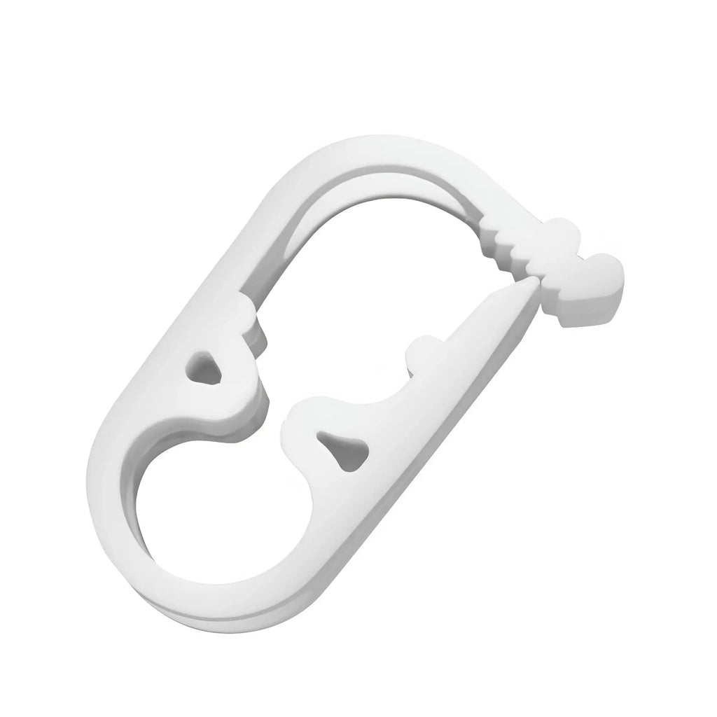 White plastic bottle opener with curved handle and textured grip for cleanstream deluxe shower enema bag kit