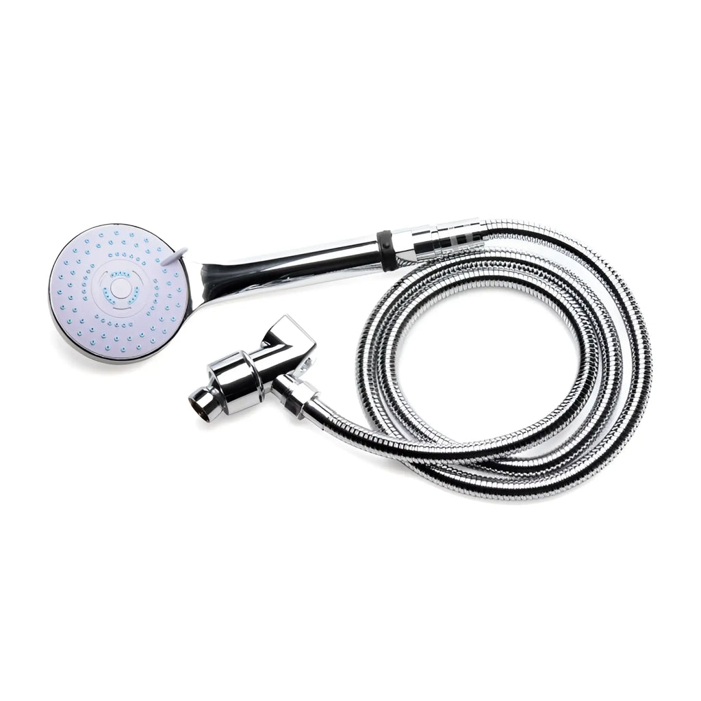Cleanstream discreet shower enema set chrome finished handheld showerhead with circular spray face and braided hose