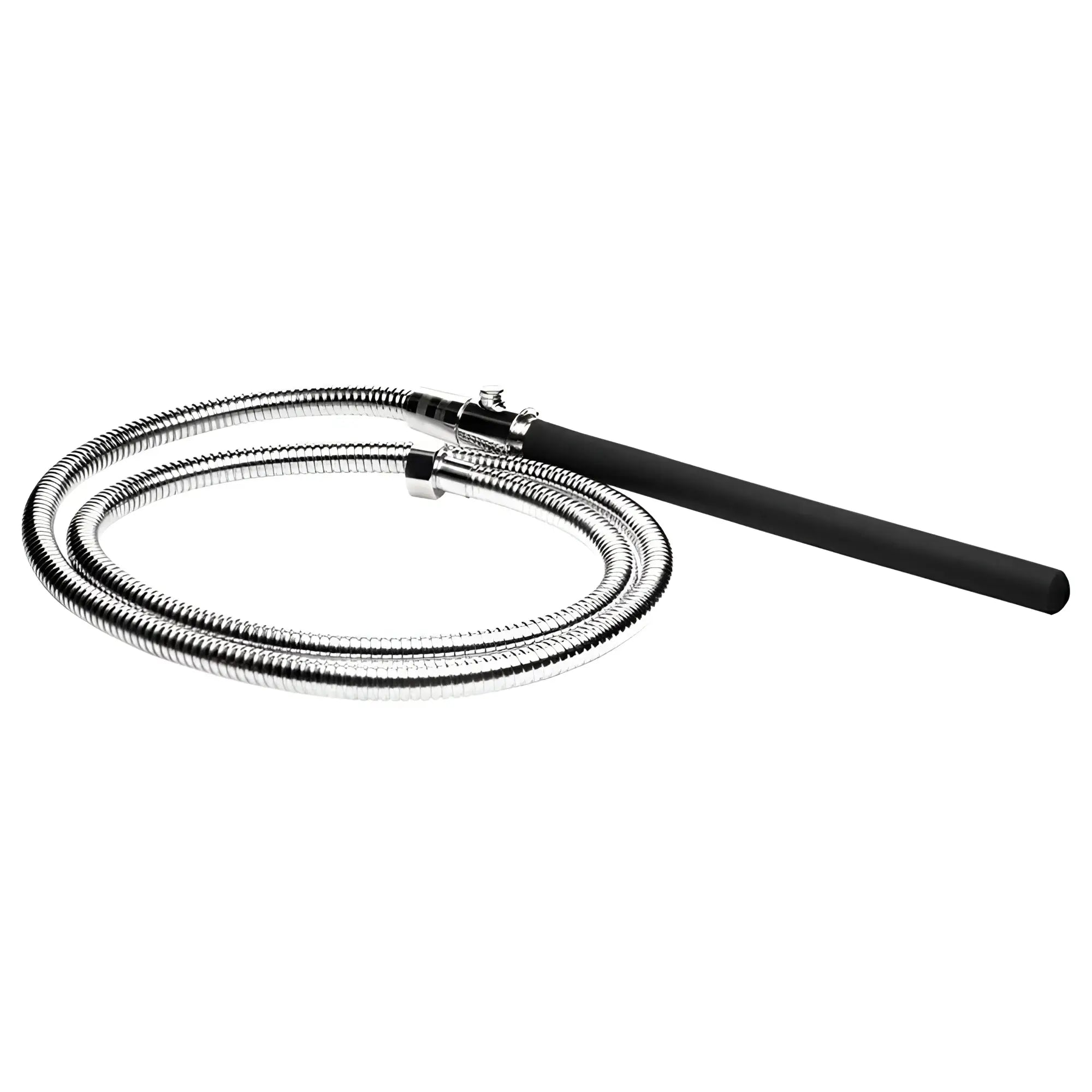 Silver metallic flexible hose with black handle and connectors for cleanstream ez-flow silicone shower enema set