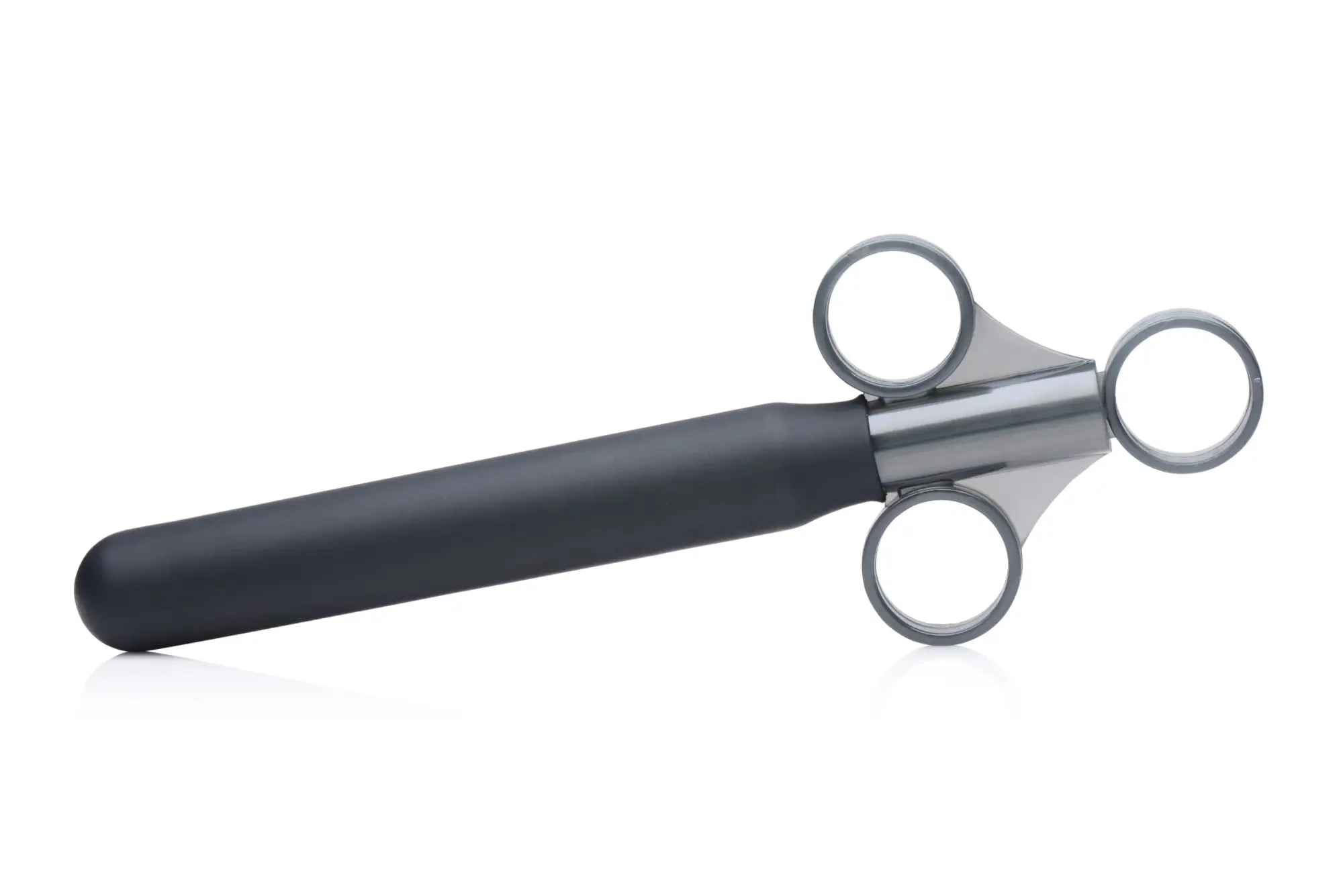 Cleanstream smooth silicone lubricant launcher with black ergonomic handle and sleek silver metallic head with three rings