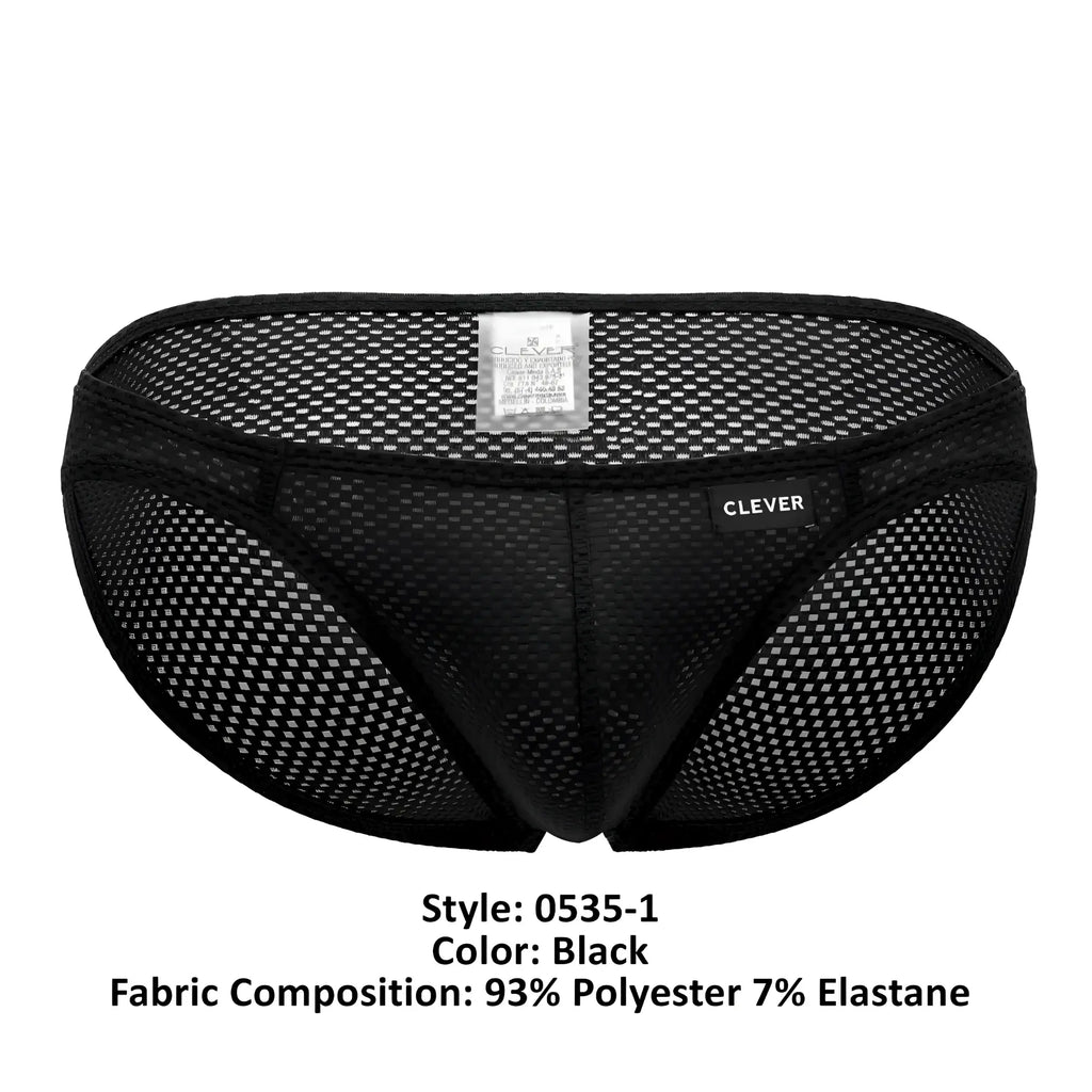 Black mesh briefs clever 0535-1 kroma bikini with sleek form-fitting design and clever embroidery on the side