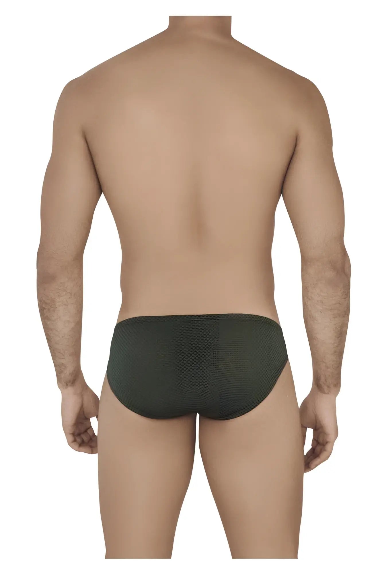 Dark green mesh briefs clever 0535-1 kroma bikini style showing front side with breathable fabric design