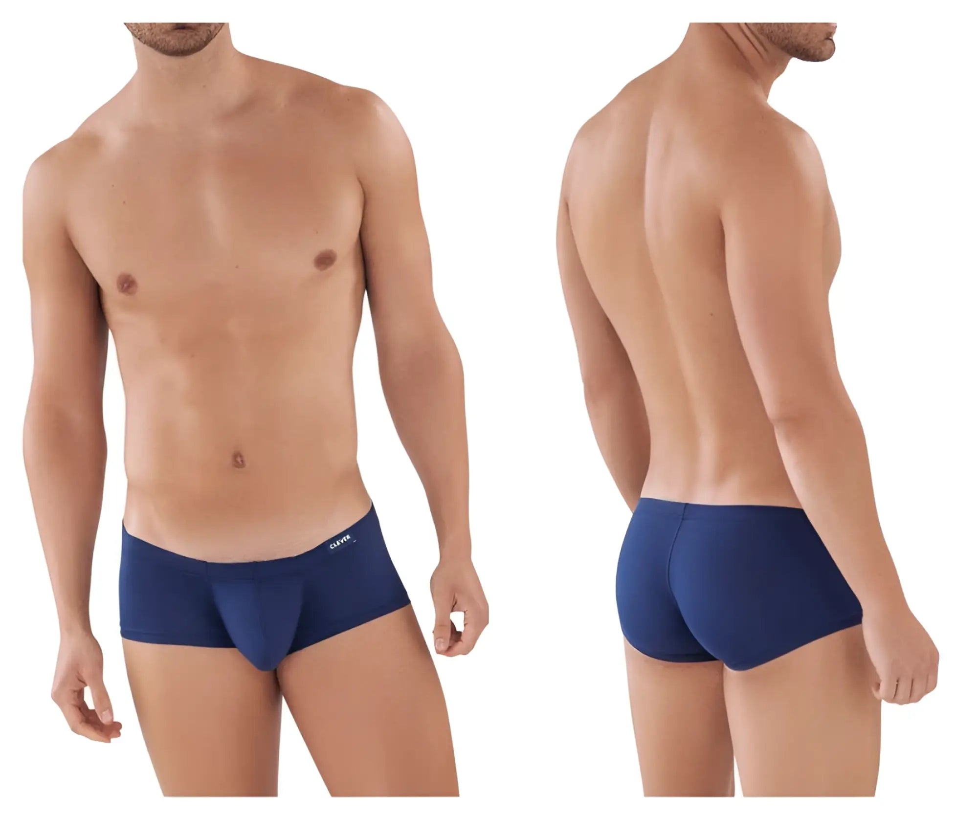 Navy blue clever 0872 latin trunks men’s briefs with smooth form-fitting design and subtle logo on waistband