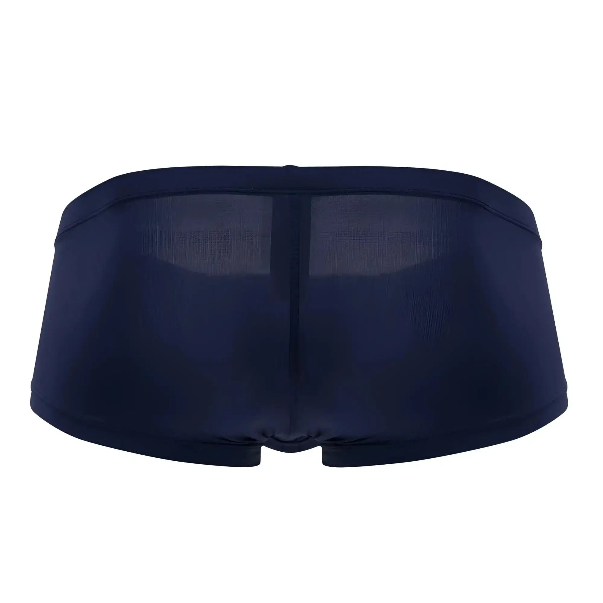 Navy blue clever 0872 latin trunks sheer mesh briefs with smooth stretchy fabric and central seam front view