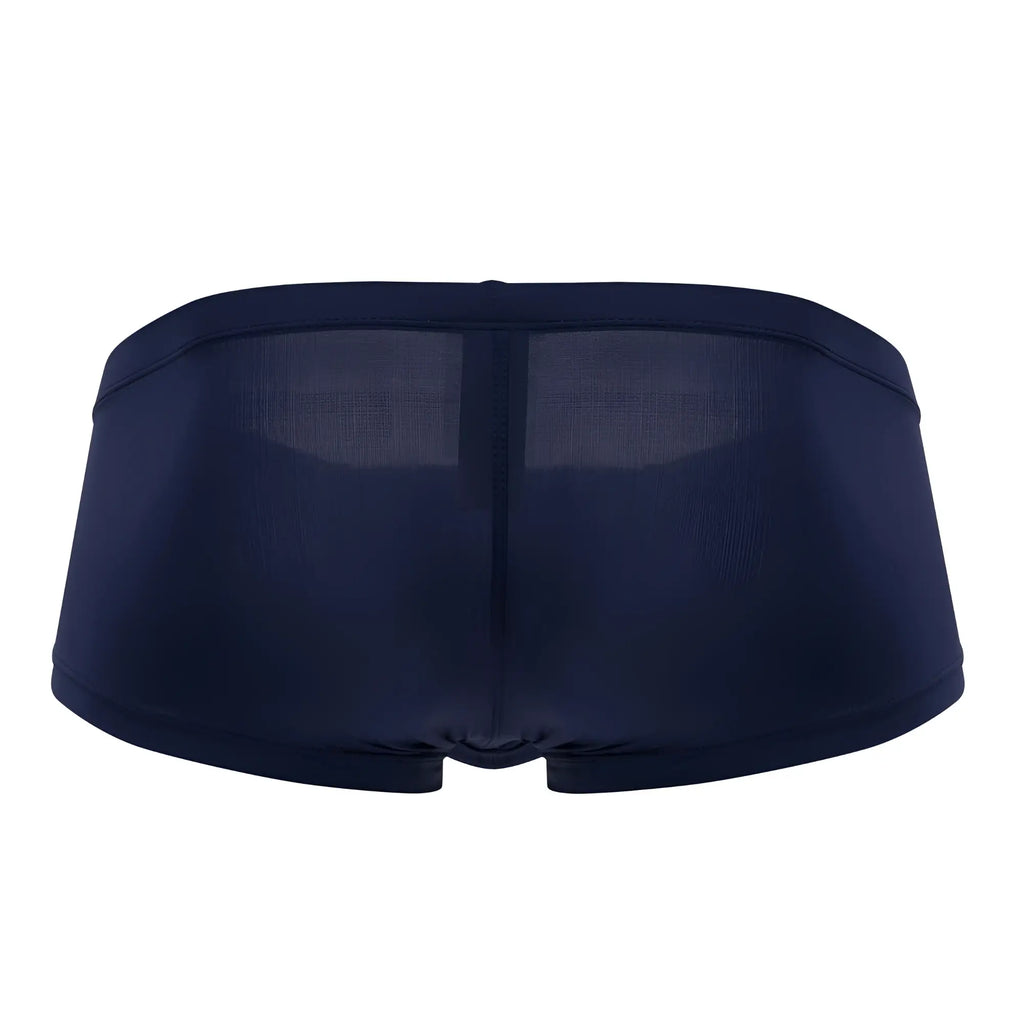 Navy blue clever 0872 latin trunks sheer mesh briefs with smooth stretchy fabric and central seam front view