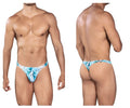 Men’s thong clever 0932 art thongs gray with blue and white tropical floral pattern for stylish comfort