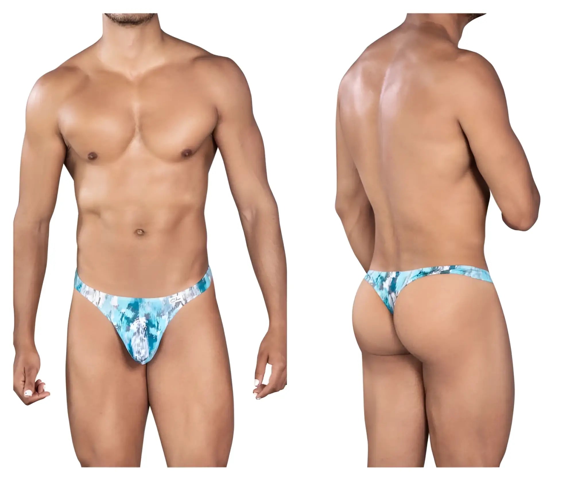 Men’s thong clever 0932 art thongs gray with blue and white tropical floral pattern for stylish comfort