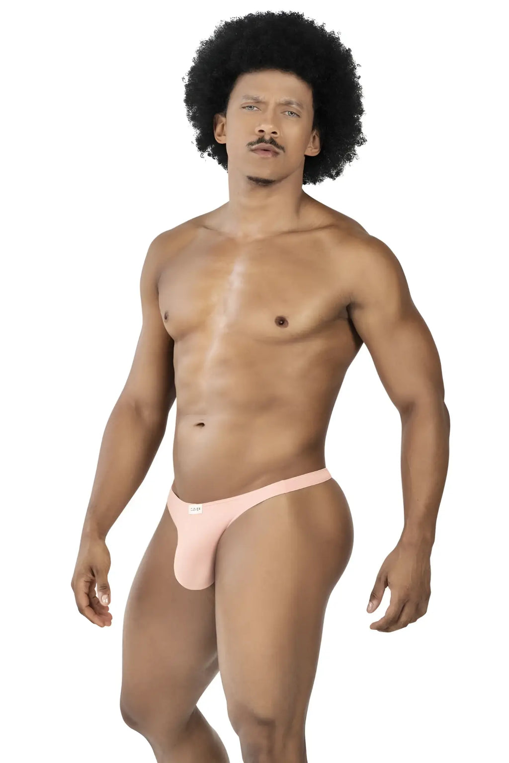 A light pink, smooth fabric thong from clever 100007 3pk australian latin thongs shown from the back side